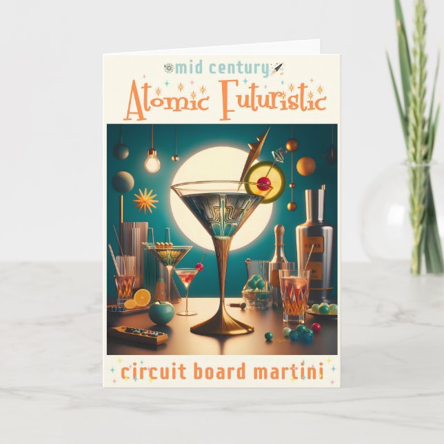 Atomfuturistische Schalttafel Martini Karte (Vorderseite)