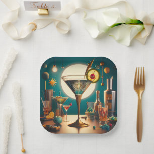 Atomfuturistische Schalttafel Martini Pappteller