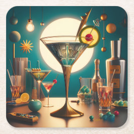Atomfuturistische Schalttafel Martini Rechteckiger Pappuntersetzer