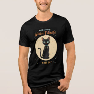 Atomfuturistischer Schwarzer Katzenmond mit Text Tri-Blend Shirt