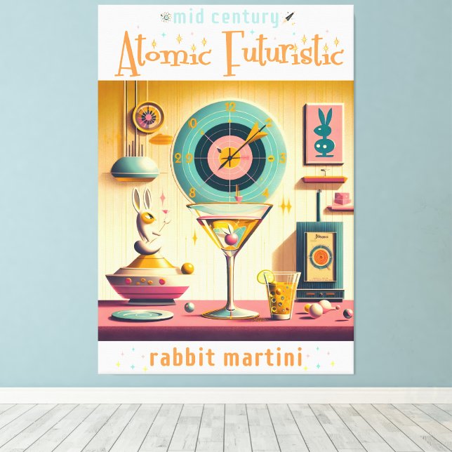 Atomfuturistisches Kaninchen Martini Mitte des Jah Leinwanddruck (Insitu (Holzboden))