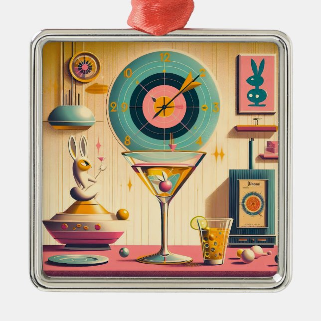 Atomfuturistisches Kaninchen Martini Mitte des Jah Ornament Aus Metall (Vorne)