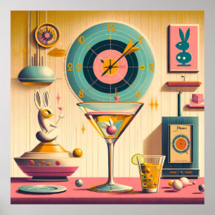 Atomfuturistisches Kaninchen Martini Mitte des Jah Poster