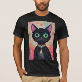 Atomfuturistisches Kosmisches Schwarzes Katzenuniv T-Shirt