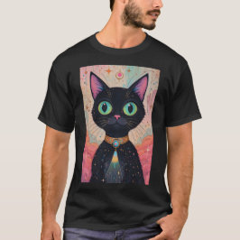 Atomfuturistisches Kosmisches Schwarzes Katzenuniv T-Shirt