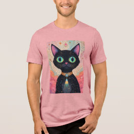 Atomfuturistisches Kosmisches Schwarzes Katzenuniv Tri-Blend Shirt