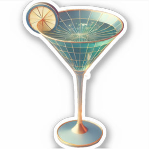 Atomfuturistisches Wormhole Martini aus der Mitte Aufkleber