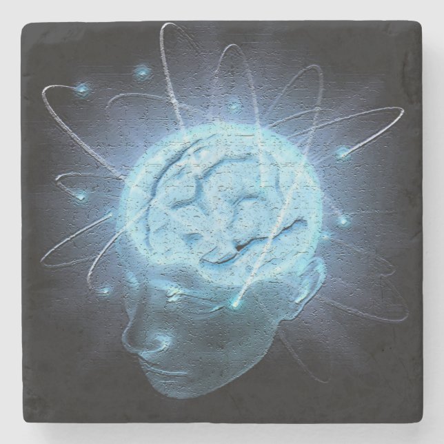 Atomgehirn Steinuntersetzer (Vorderseite)