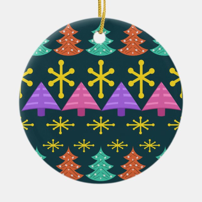 Atomic Äa Christmas Trees Kitsch Dark Keramik Ornament (Vorne)