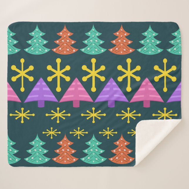 Atomic Äa Christmas Trees Kitsch Dark Sherpadecke (Vorderseite (Horizontal))