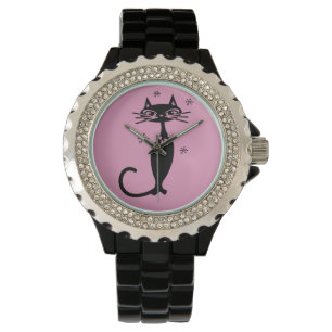 ATOMIC BLACK CAT RETRO LADIES WRIST WATCH ARMBANDUHR