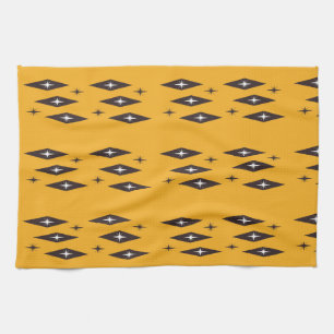 Atomic Diamonds Pattern Orange der 50er Jahre Geschirrtuch