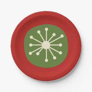 Atomic Dot Retro Mittelalter Minimaler 50er Weihna Pappteller