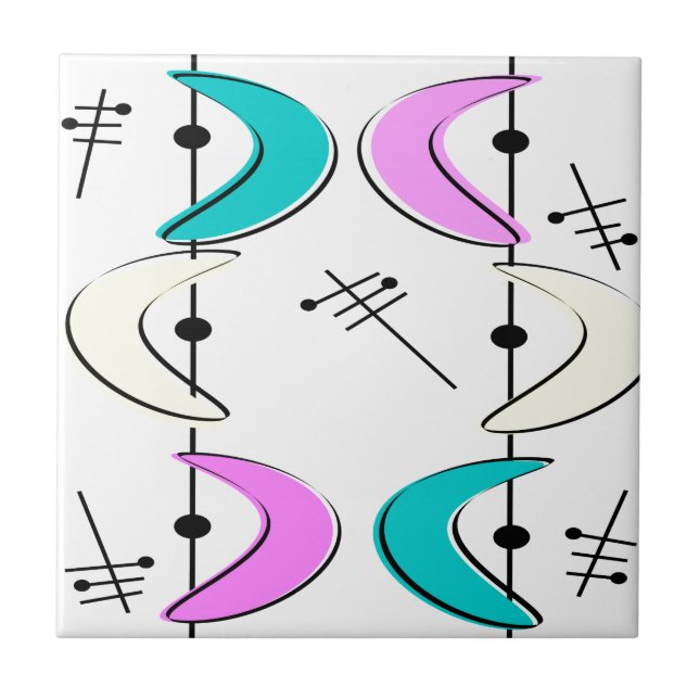 Atomic Era Bumerang Abstracts Fliese (Vorderseite)