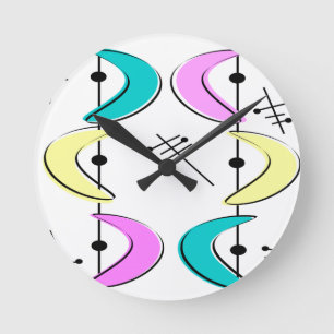 Atomic Era Bumerang Abstracts Runde Wanduhr