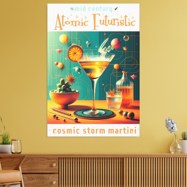 Atomic Futuristic Cosmic Storm Martini Leinwanddruck (Insitu (Wohnzimmer))