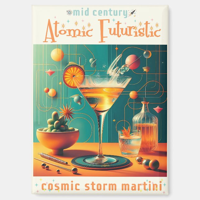 Atomic Futuristic Cosmic Storm Martini Magnet (Vorderseite)