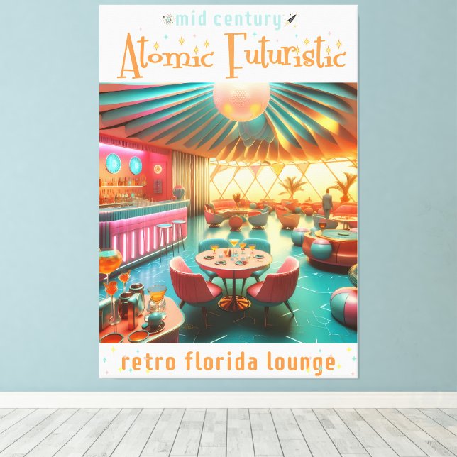 Atomic Futuristic Retro Florida Lounge Leinwanddruck (Insitu (Holzboden))