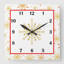 Atomic Graphic Retro Quadratische Wanduhr