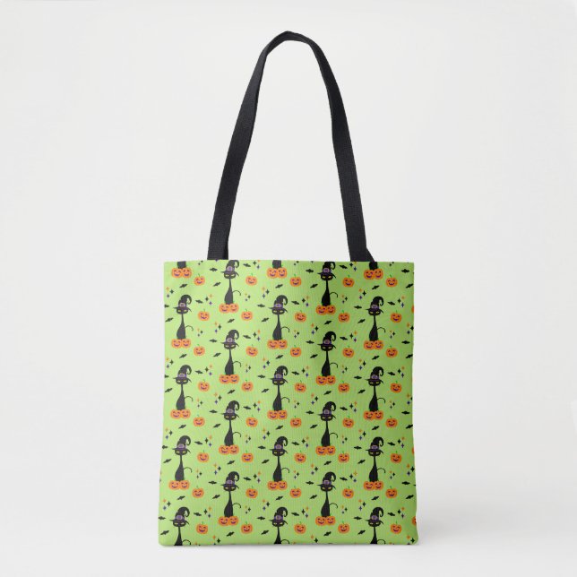 Atomic Halloween Cat Green Tasche (Vorderseite)