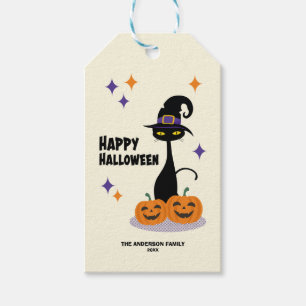 Atomic Halloween Cat Mitte des Jahrhunderts Geschenkanhänger