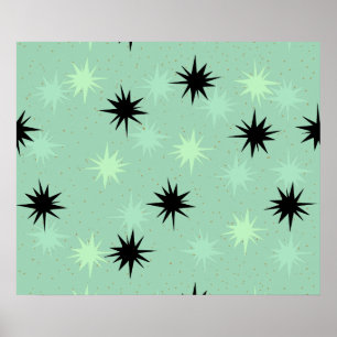 Atomic Jade and Mint Starbursts Poster