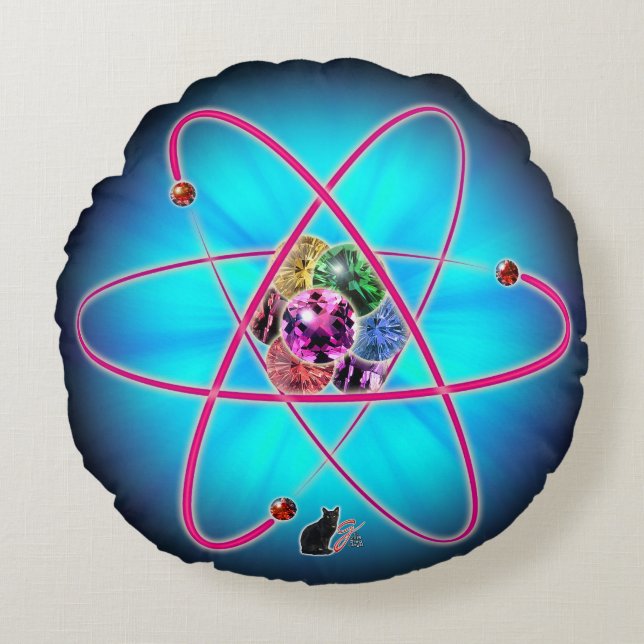 Atomic Jewels Round Pillow Rundes Kissen (Vorderseite)