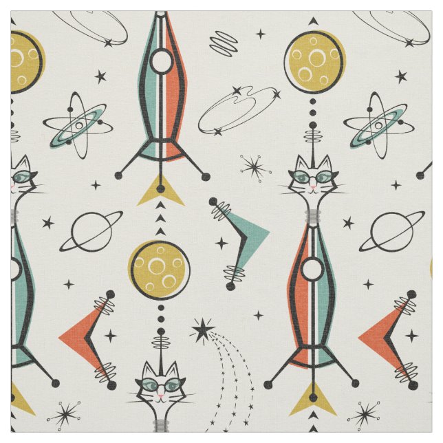 Atomic Kitty Rockets ©studioxtin Stoff (Muster)