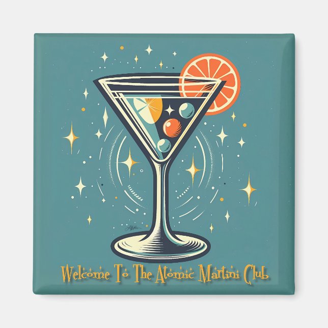 Atomic Martini Club Retro Futuristic Cocktail Magnet (Vorne)