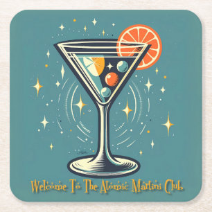 Atomic Martini Club Retro Futuristischer Cocktail Rechteckiger Pappuntersetzer
