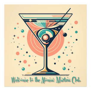 Atomic Martini Club Retro Futuristisches Weltraumz Fotodruck