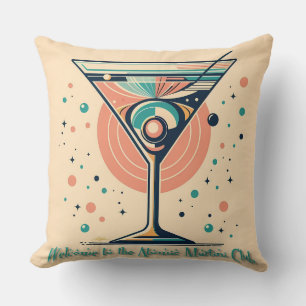 Atomic Martini Club Retro Futuristisches Weltraumz Kissen