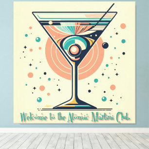 Atomic Martini Club Retro Futuristisches Weltraumz Leinwanddruck
