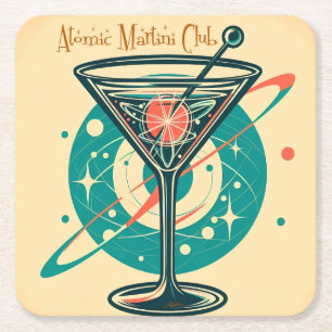 Atomic Martini Club Weltraumzeitalter Rechteckiger Pappuntersetzer