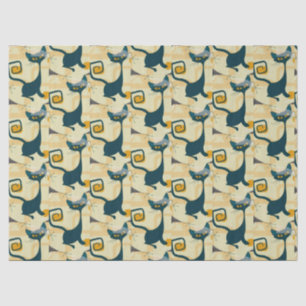 Atomic Mid Century Black Cat Sternexplosion Decoup Seidenpapier