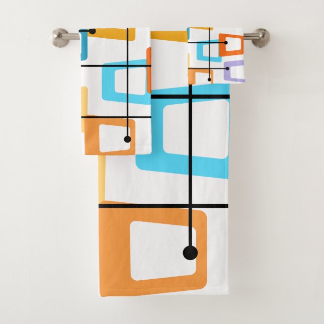 Atomic Mid Century Modern Badhandtuch Set (Insitu)