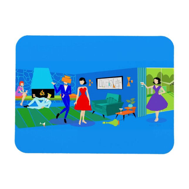 Atomic Palm Springs Cocktail Party Flexibles Foto Magnet (Horizontal)