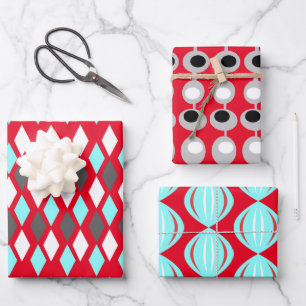 Atomic Patterns aus der Mitte des Jahrhunderts auf Geschenkpapier Set