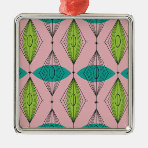 Atomic Pink Ogee & Sternexplosionen Weihnachtsschm Silbernes Ornament