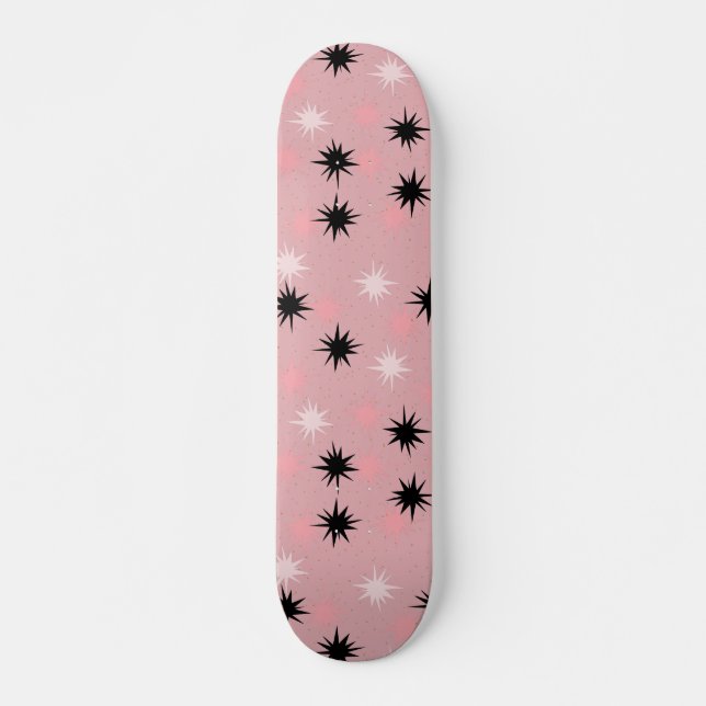Atomic Pink Starbursts Skateboard Deck (Vorne)