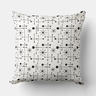 Atomic Retro Mid Century Modern Muster Schwarz und Kissen