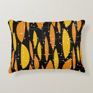 Atomic, schwarz-orange geometrisches Muster. Dekokissen