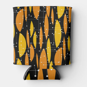 Atomic, schwarz-orange geometrisches Muster. Dosenkühler