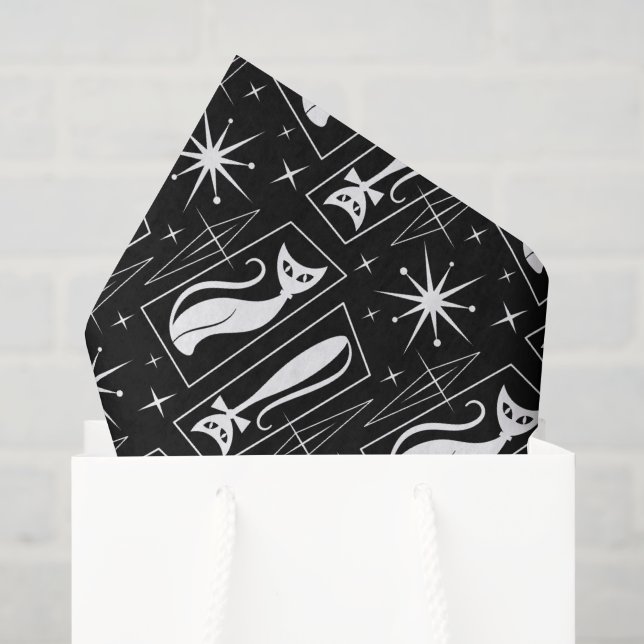 Atomic Star Cat MidCentury Modern Christmas MCM T Seidenpapier (Geschenktüte)