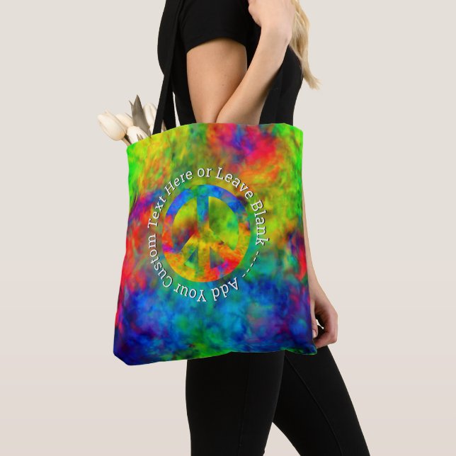 [Atomic Tie-Dye] Peace Symbol Custom Text Tote Bag Tasche (Von Nahem)