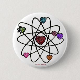 Atomic Valentine Leopard Print Hearts Button