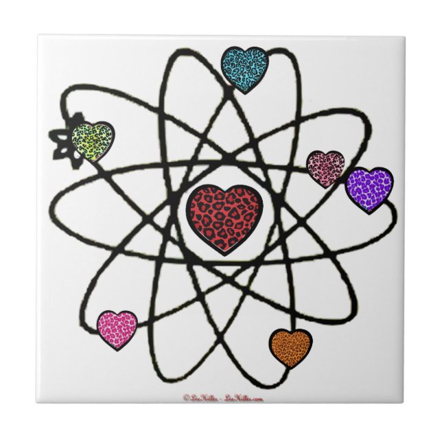 Atomic Valentine Leopard Print Hearts Fliese (Vorderseite)