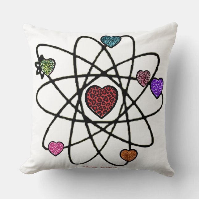 Atomic Valentine Leopard Print Hearts Kissen (Vorderseite)