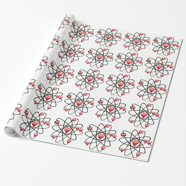 Atomic Valentine Red Hearts Geschenkpapier (Ungerollt)