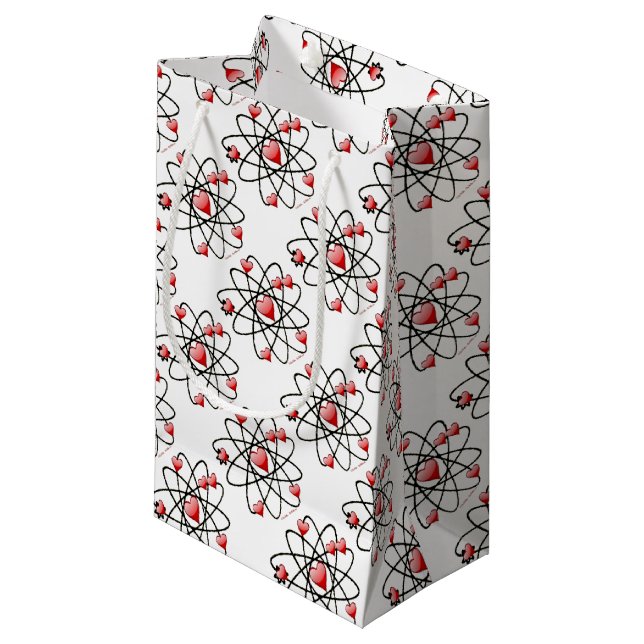 Atomic Valentine Red Hearts Kleine Geschenktüte (Vorderseite Schrägansicht)